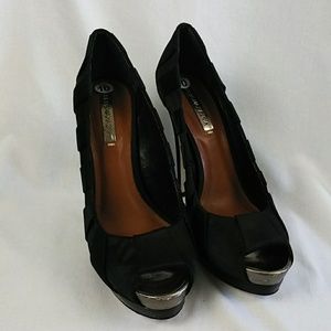 BCBGMaxAzria Lauryn Pleated Peep Toe Pumps